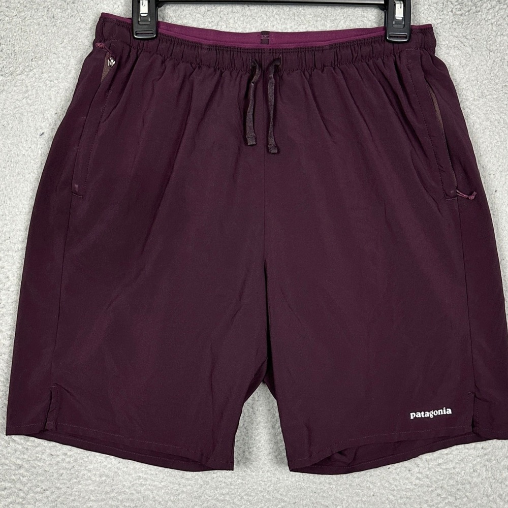Patagonia Shorts Mens Medium Nine Trails Burgundy Lined Activewear Stretch EUC
